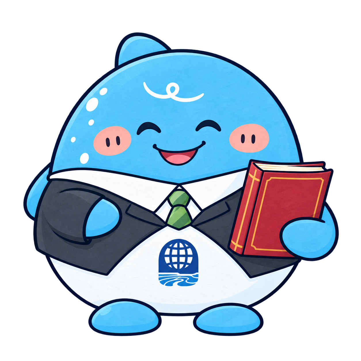 身着正装、手持学术资料的大会吉祥物